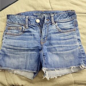 American Eagle Outfitters Women's Distressed Blue Jean Shorts